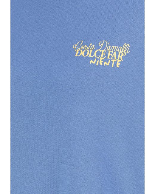 Sublevel Blue Longpullover Sweatshirt mit Dropped Shoulder Print Schriftzug Summer Sweat