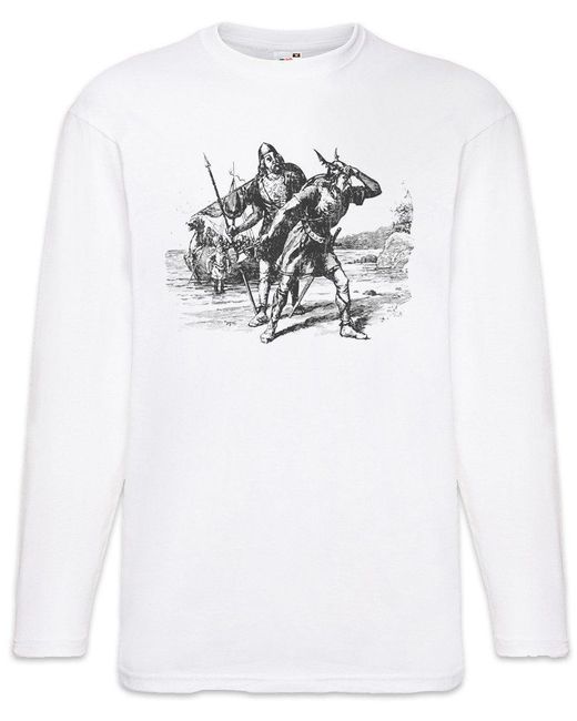 Urban Backwoods Langarmshirt Norsemen I Langarm T-Shirt Runen Runes Walhalla Odin Thor in White für Herren