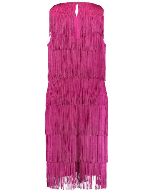 Taifun Pink Minikleid Ärmelloses Kleid mit Fransen-Details