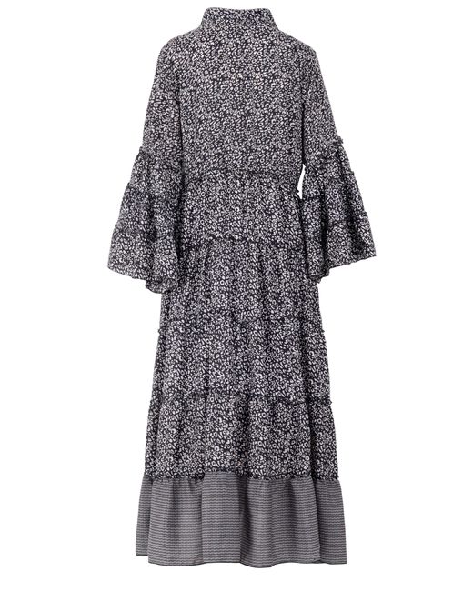 YC Fashion & Style Gray Strandkleid im Boho-Stil Volantärmeln – One Size mit Alloverdruck