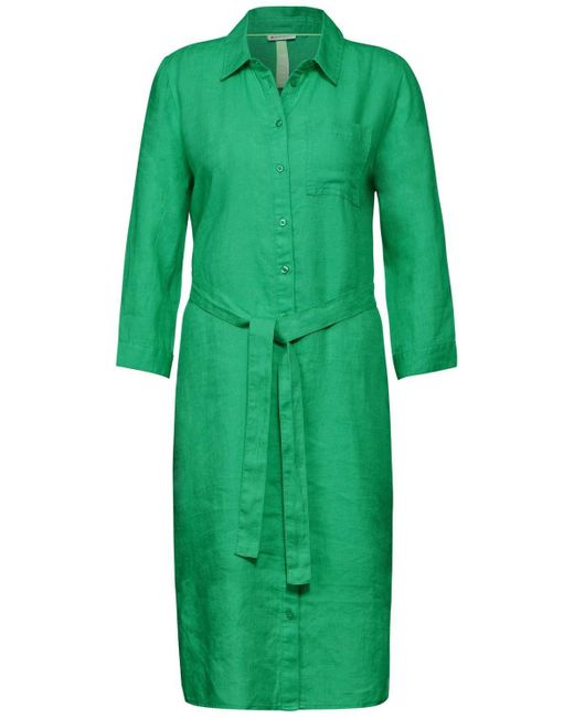 Street One Green Sommerkleid LS_solid Linen Shirt Dress