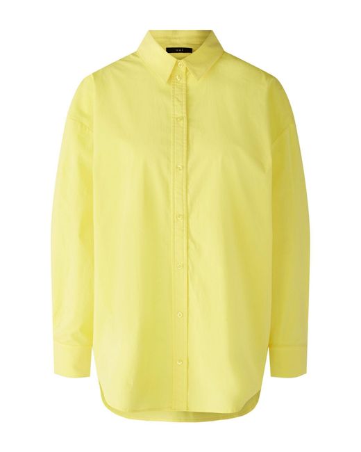 Ouí Yellow Langarmbluse Hemdbluse elastische Baumwolle Falten