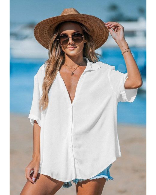 CUPSHE White Strandtop Semi-transparentes Cover-up Tops