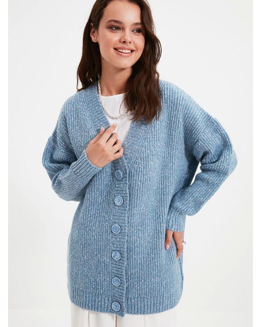 Trendyol Blue Strickjacke (1-tlg) Plain/ohne Details