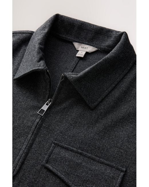 Next Jersey-Hemdjacke mit Fischgrätmuster (1-St) in Black für Herren
