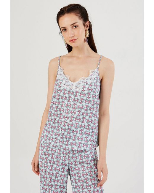 Just Like You White Satinbluse Bluse mit schmalem Riemen und Spitzenstreifen