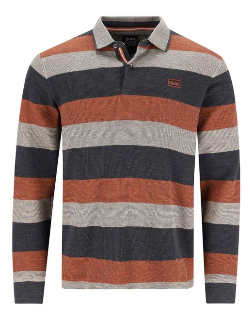 Hajo Langarm-Poloshirt Rugbyshirt mit Polokragen und Streifenverlauf in Blue für Herren