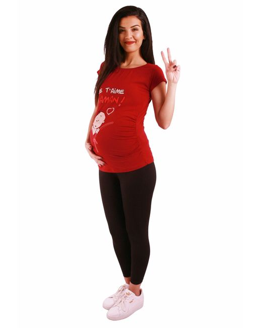M.M.C. Red .M.C. Umstandsshirt Je t'aime maman mit Motiv