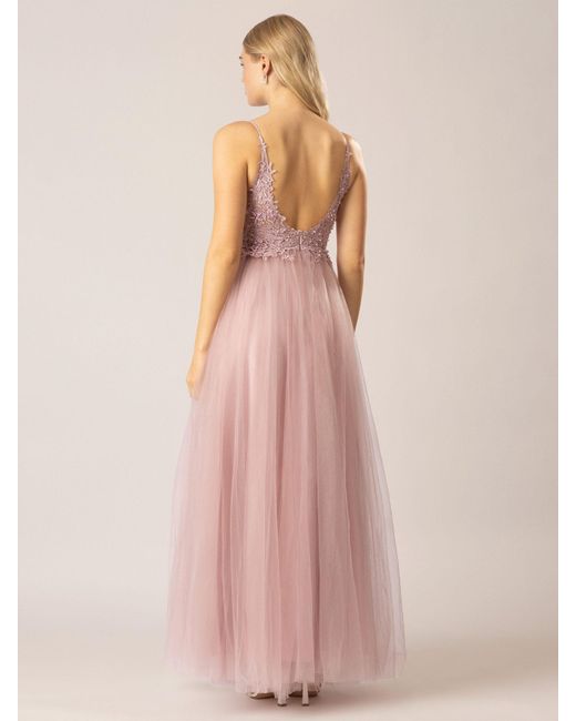 Apart Pink Abendkleid aus hochwertigem Polyester Material mit Blütenspitze