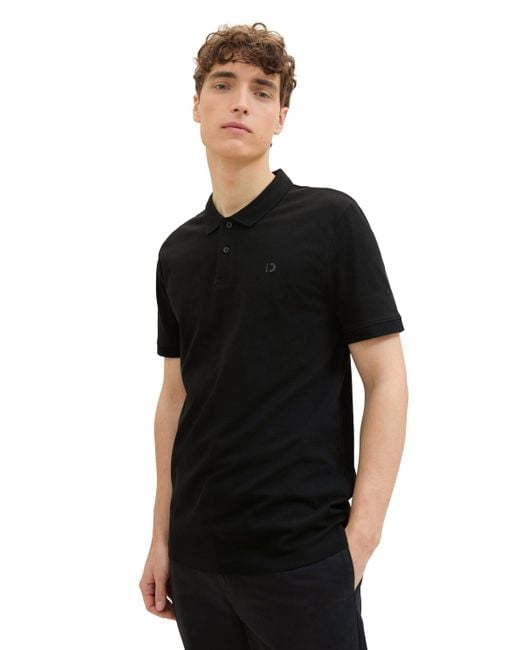 Tom Tailor Poloshirt mit Logo-Print in Black für Herren