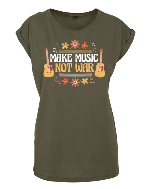 Youth Designz Green Print- "Make Music Not War" T-Shirt Statement Geschenk Frauen Motiv mit stylischen Retro Aufdruck