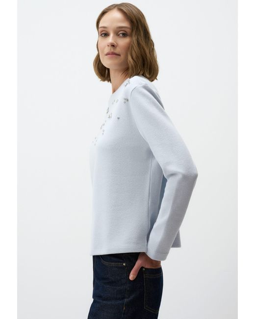 Jimmy Key Gray Strickpullover Rundhalsausschnitt Strick Pullover mit Glänzendem Stein Detail