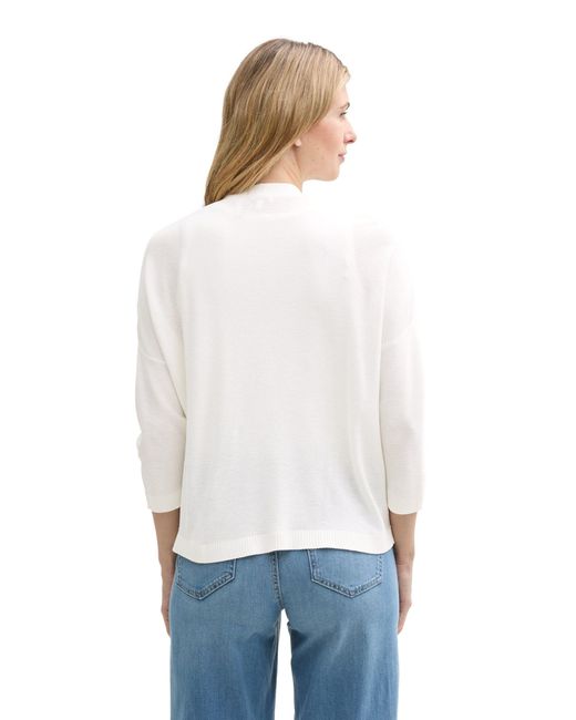Tom Tailor White Strickpullover knit cardigan with placket