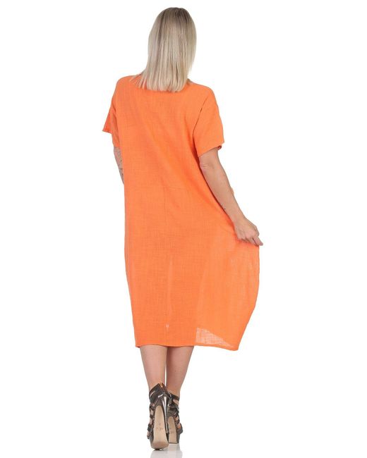 Mississhop Orange Sommerkleid Leicht und Lebendig – 100 % Baumwollkleid M.387