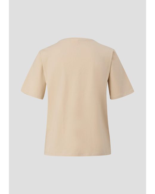 S.oliver Natural Kurzarmshirt T-Shirt aus Baumwollstretch Pailletten, Stickerei