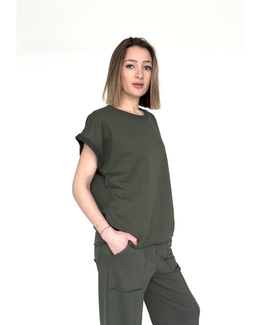 Zuckerwatte Green Sweatshirt mit modisch überschnittenem Arm, weicher Baumwolle Mix