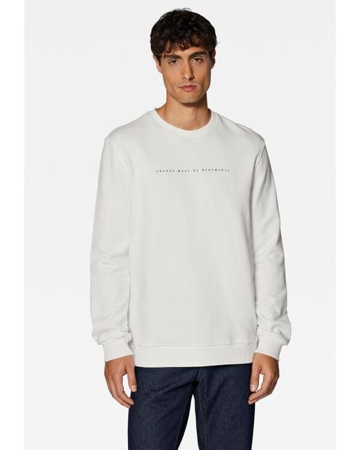 Mavi Legerer Rundhals Pullover Sweatshirt mit Print 6451 in Weiß in White für Herren