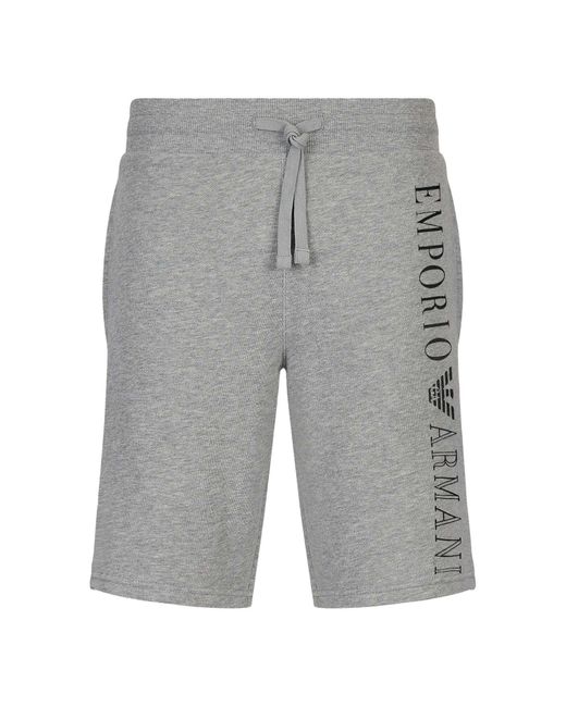 Emporio Armani Bermudas Loungewear mit vertikalem Markenschriftzug in Gray für Herren
