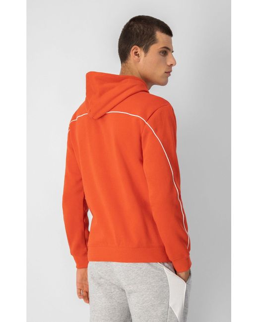 Champion Hoodie Pullover Fleece-Kapuzenpullover mit Farbblockoptik in Orange für Herren