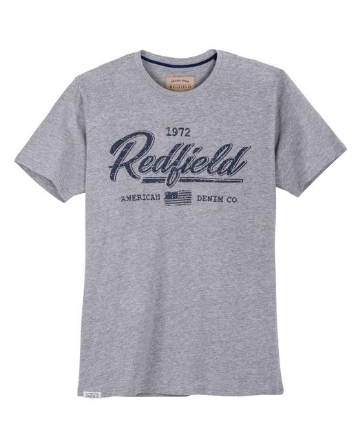 Redfield Rundhalsshirt XXL T-Shirt Vintage-Logoprint grau melange in Gray für Herren