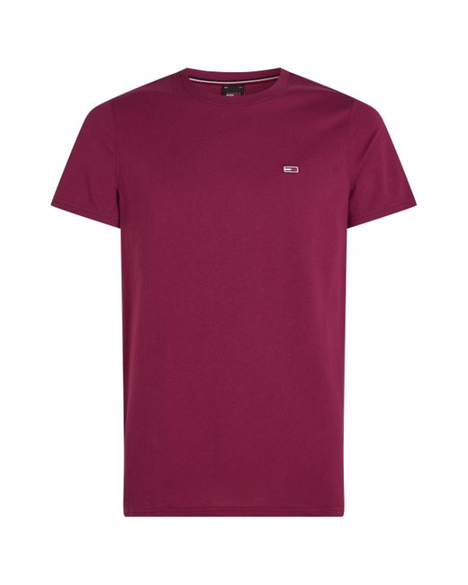 Tommy Hilfiger T-Shirt TJM ESSENTIAL SOLID TEE Regular Fit mit Rundhalsausschnitt und dezenter Logo-Flag in Purple für Herren