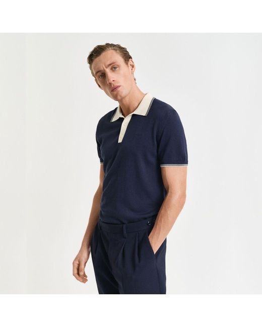 Gant 8030237 Poloshirt in dezenter Strickstruktur in Blue für Herren