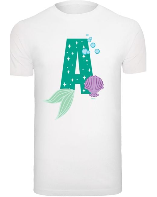 F4NT4STIC T-Shirt Disney Alphabet A Is For Arielle die Meerjungfrau Print in White für Herren
