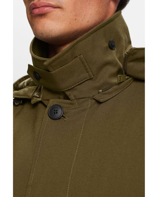 Esprit Wintermantel Recycelt: Wattierter Mac Coat mit flexibler Kapuze in Green für Herren