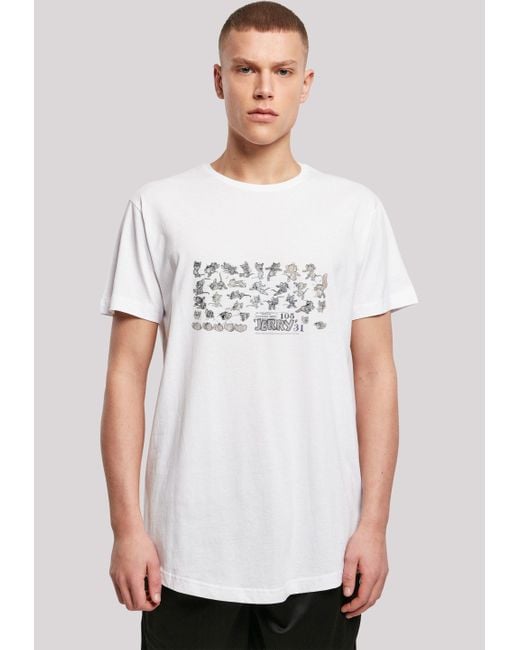 F4NT4STIC T-Shirt Tom and TV Serie Cartoon Dept Jerry ,Premium Merch,Lang,Longshirt,Bedruckt in White für Herren