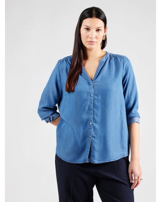 Only Carmakoma Blue Langarmbluse CARSema (1-tlg) Falten