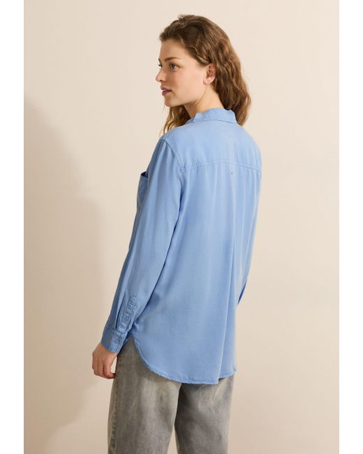 Cecil Blue Langarmbluse mit Brusttaschen