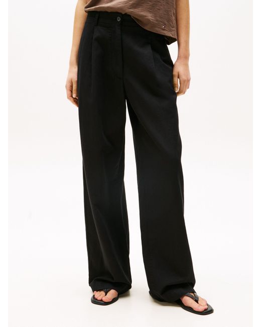Tommy Hilfiger Black Webhose LINEN WIDE LEG PANT
