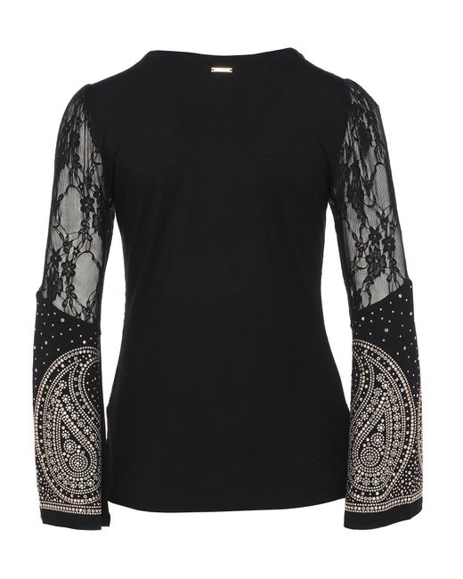 Sarah Kern Black Blusenshirt Spitzenshirt figurbetont mit Paisley Muster