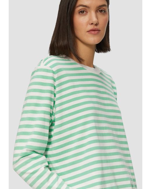 S.oliver Green Gestreiftes Langarmshirt aus Baumwolljersey