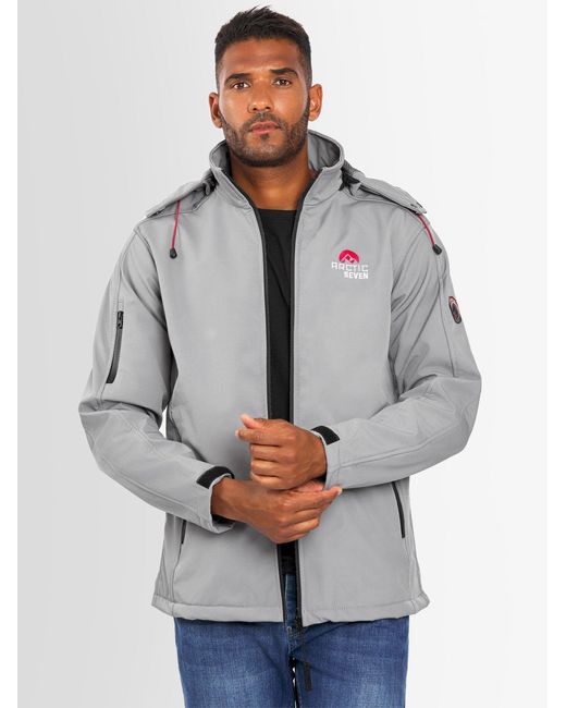 Arctic Seven Softshelljacke ASAdventuraa sportliche Outdoorjacke mit abnehmbarer Kapuze in Gray für Herren