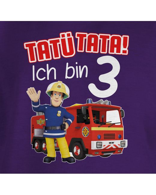 Shirtracer T-Shirt Tatü Tata! Ich bin 3 Geburtstag Feuerwehrmann Sam Mädchen in Purple für Herren