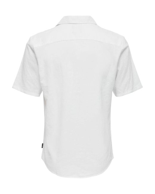 Only & Sons Kurzarmhemd Leinenhemd mit kurzen Ärmeln und Knopfleiste ONSCAIDEN LIFE SS SOLID RESORT LINENNOOS in White für Herren