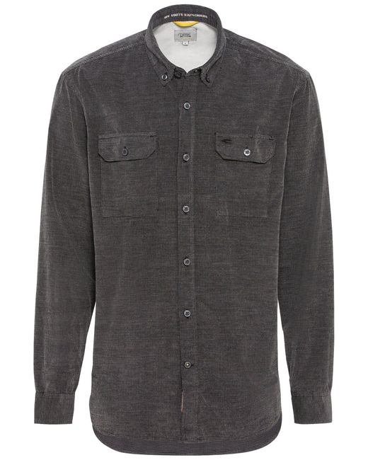 Camel Active Langarmhemd aus reiner Baumwolle in Gray für Herren