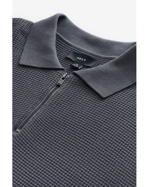 Next Langarm- Regular Fit Strick-Poloshirt mit langen Ärmeln (1-tlg) in Gray für Herren
