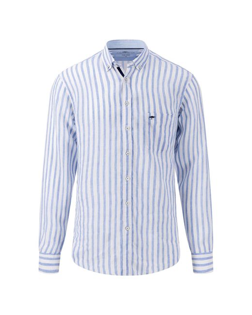Fynch-Hatton Leinenhemd Pure Linen Stripes in Blue für Herren