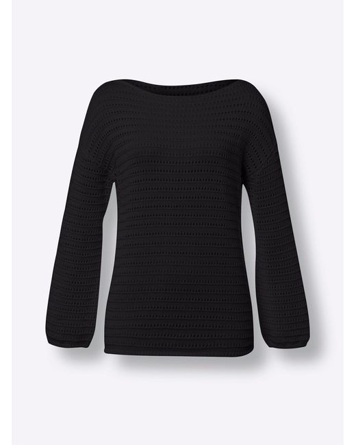 heine Black Strickpullover Ajourpullover