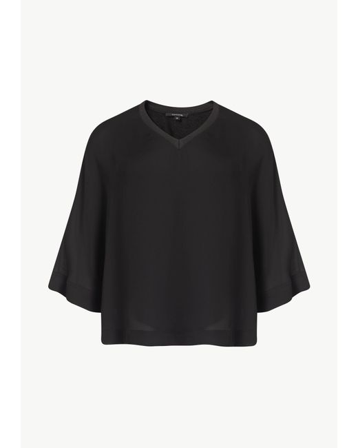 Comma, Black /-Arm-Shirt Chiffon-Blusenshirt mit 3/4-Ärmeln