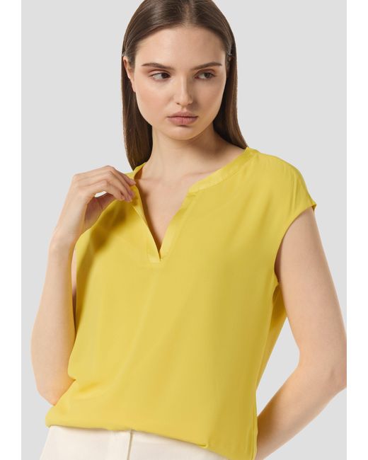 Comma, Yellow Kurzarmshirt T-Shirt mit Tunikaausschnitt