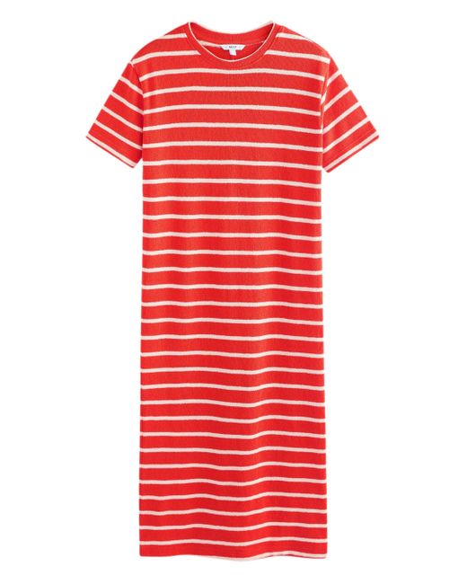 Next Red Jerseykleid Kurzärmeliges Kleid in gestreifter Strickoptik (1-tlg)