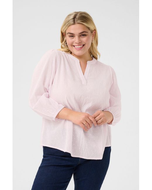 Kaffe Pink Langarmbluse Langarm-Bluse KCsilla Große Größen