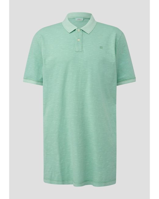 S.oliver Kurzarmshirt Poloshirt mit kleinem -Print Logo, Garment Dye in Green für Herren