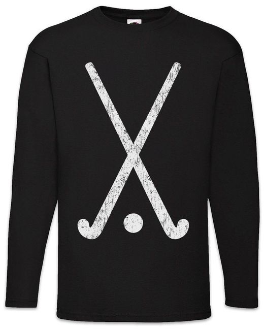 Urban Backwoods Langarmshirt Field Hockey Tools Langarm T-Shirt Player Passion Love Addiction in Black für Herren