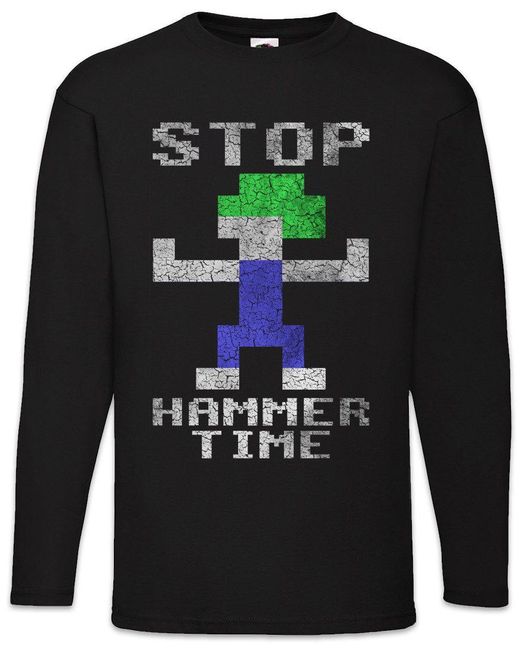 Urban Backwoods Langarmshirt Lemmings Hammer Time Langarm T-Shirt Lemminge Video Kult Computer Game in Black für Herren