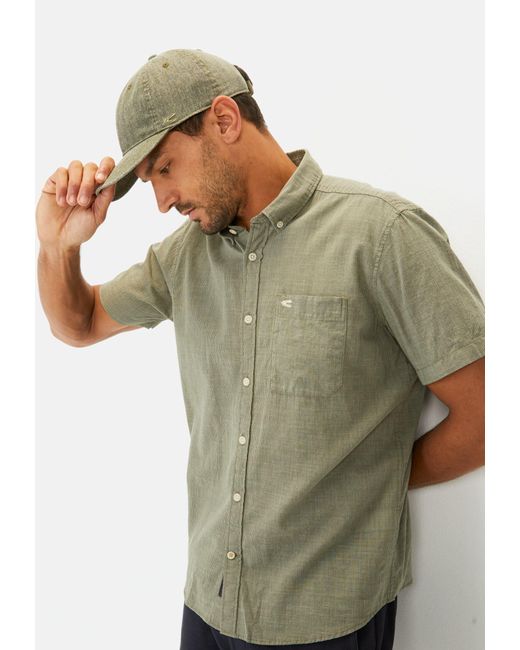 Camel Active Kurzarmhemd mit Strukturmuster Button-Down in Green für Herren