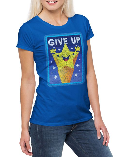 Urban Backwoods Blue Print-Shirt Give Up Star T-Shirt Gamer Admin Gaming Nerd Video VG PC Retro